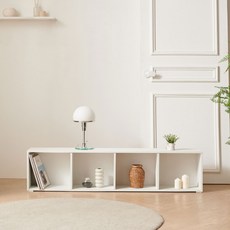 가로형 네칸 낮은 책장, 화이트, 1단