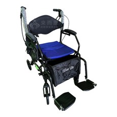 來而康 高日鑫 機械式輪椅 FZK-CH3025 兩用助步車 - 助行車/散步車/輪椅 (輪椅B款補助), 1個, 黑色骨架 藍色坐墊 贈輪椅置物袋