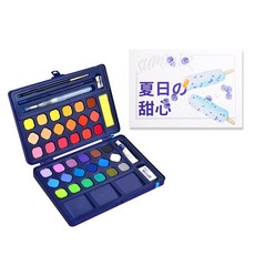 그릿 DIY 수채화 고체 물감 36색 + 채색 컬러링 가이드북 그림 취미키트 세트, 36색+컬러링북(아이스크림)