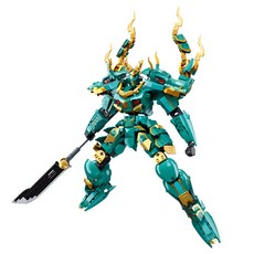 機器人組裝科技積木 四大天王-左青龍 樂高相容積木 704pcs, 混合顏色, 1個