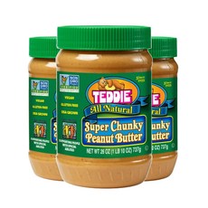 테디 슈퍼 청키 피넛 버터, 737g, 3개