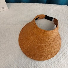 空頂拉菲草遮陽帽 13cm大帽簷, 茶色