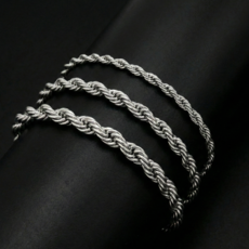 실버 체인 팔찌 백금 도금 로프 체인 남자 여자 팔찌