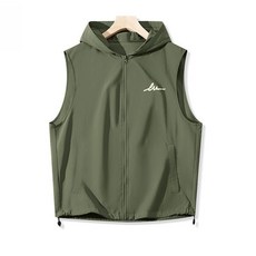 남성 여름 경량 후드 조끼 바람막이 집업 베스트 아웃도어 캐주얼 활동복