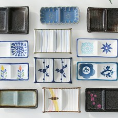 도자기 일본풍 2절 3절 종지 소스볼 간장 2구 3구 와사비 초장 사각형 일식집 이자카야, 12. 에스닉, 2절종지, 1개