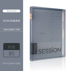 日本maruman滿樂文Session 錯題本 大容量活頁本 雙倍索引頁科目分類活頁夾, B5-灰色, 1個