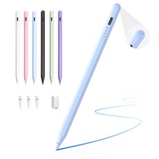 JAMJAKE 아이패드 호환 스타일러스 펜슬 스마트 터치펜 초미세 펜촉 USB-C 충전식 SP8, 1개, 블루 1개, 블루