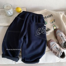 木野兒童加絨牛仔褲鼕季加厚長褲男童韓版休閒褲保暖童裝寶寶服飾