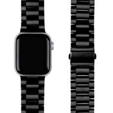 모할랩 애플워치 호환 클라시 메탈 스트랩 + 보호필름, 02블랙, 44mm