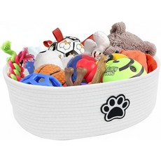 강아지 목줄 담요 음식 액세서리 애완동물 및 가정용 보관용 장난감 상자 직조 바구니 정리, White