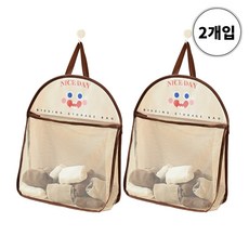 아트위브 다용도 메쉬 수납망 벽걸이형 속옷 빨래망 2개입, 브라운+브라운, 1세트