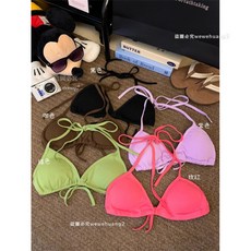 夏季網紅辣妹掛脖弔帶背心綁帶深V領三角杯內衣美背上衣女