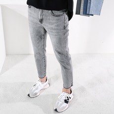 男款9分彈力錐形牛仔褲