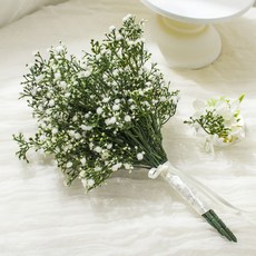 둔떼 안개꽃 조화 부케 (부토니에 포함), 1개