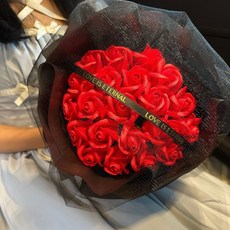 成品碎冰藍玫瑰花束仿真花小香風男朋友閨蜜永生花香皂花生日七夕－, 19朵紅玫瑰+浪漫燈串