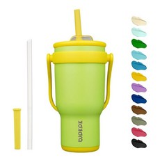 BJPKPK 핸들 앤 스트로우 트래블 텀블러 414ml 크림, 30 Ounces, Green