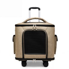 WANTEGI 加大空間寵物推車 - 寵物行李箱, 寵物外出包卡其色, 1個