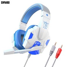 DFMEI 耳機有線筆記本電腦專用耳麥遊戲電競頭戴式耳機, 830MV白藍PC不發光耳機帶包裝, 如圖