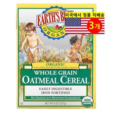 Earth's Best 유아 성장용 오가닉 통곡물 오트밀 시리얼 227g 3개