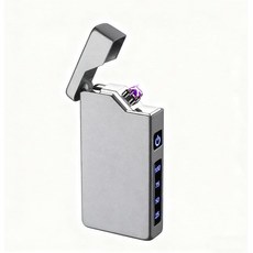 Kindfire 충전식 플라즈마 라이터 듀얼 아크 방풍 방수 C타입 LED 프리미엄 캠핑용 라이타 초경량 전력량 표시 남성 선물 추천, 실버, 1개