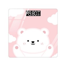 智能體脂電子秤藍牙體重精準家用小型人體耐用家用健康電子秤重計, 1個, 普通電池款, 粉色白熊