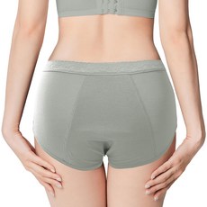 石墨烯蕾絲抑菌中低腰生理褲, 灰綠