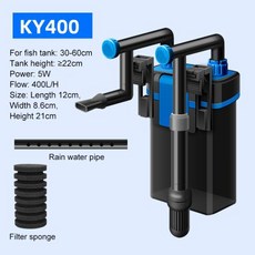 외부여과기 어항 수족관 필터 울트라 사일런트 매다는 물고기 시스템 캐니스터 워터 펌프 스폰지 스키머 4.5W 5W 220V, EU plug, 7)KY400