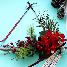 포인세티아 가렌더 조화 리스 크리스마스 화환 장식 식물 겨울 시즌 홈 데코 실내 플라워, 없음