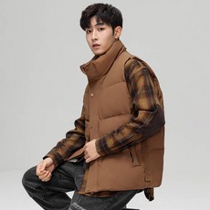 防風口袋鋪棉保暖背心 - 中老年/青少年立領禦寒馬甲外套