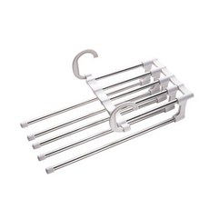 多功能褲子衣架 摺疊收納衣架 裙子衣架 衣櫃收納, 不鏽鋼白色, 1個