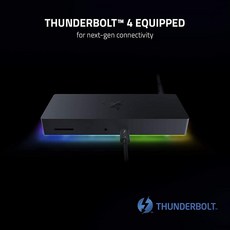 Razer 썬더볼트 4 도크 10개 포트 포함 듀얼 4K 또는 싱글 8K 영상 출력 범용 호환성 RGB 조명 크로마, Razer 썬더볼트 4 도크, 10개 포트 포함, 듀얼