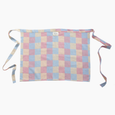 美作元素 純棉格子圍腰圍裙, 【紅藍格子】