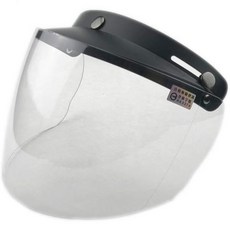 WANCAR 레트로 유니버설 스탠다드 3스냅 오픈 페이스 오토바이 헬멧 플립업 바이저 윈드 쉴드 렌즈클리어, Clear, Standard