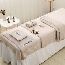 美容院專用毛巾皮膚管理包頭巾 吸水浴巾 鋪床巾 刺繡LOGO, 奶咖色,開洞鋪床巾【120*200cm】, 1個