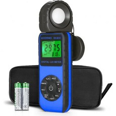 GOYERRNES 조도계 디지털 럭스 풋 캔들 미터 0.1~400 000 럭스(0.1~40 000 FC) 270º 회전식 검출기 실내 실외용 루멘 럭스미터 881D