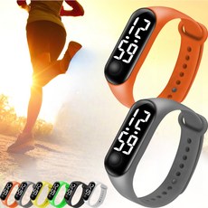 프리소 초경량 LED 건강 방수 스포츠 손목 시계 밴드형, 오렌지+그레이
