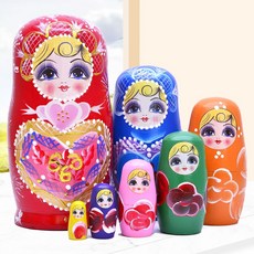 마트료시카 러시아 전통 인형 중첩 엔틱 소품 장식품, 7겹 피치 하트 (15cm)
