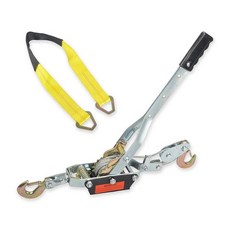 BIGREAT 4톤 튼튼한 2 후크 스틸 케이블 듀얼 기어 파워 풀러 컴어롱 체인 윈치 래칫 툴 및 5.1cm x 91.4cm2인치 36인치 타이 다운 스트랩 D링 포함1 5, 4 Ton