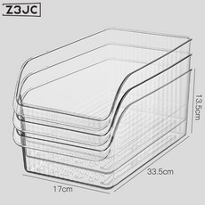 Z3JC 冰箱收納盒整理盒保鮮盒食品級塑料廚房專用蔬菜雞蛋冷凍儲物神器, 1個, ★☆加大加厚透明 3個裝★☆:如圖