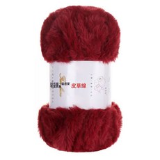 粗皮草線團仿裘皮絨毛線長毛水貂帽子手編圍巾手工編織diy材料包, 25酒紅:如圖, 1個