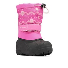 Columbia 유니 아동용 파우더버그 플러스 II 프린트 스노우 부츠 흑연/전압. 4 Toddler