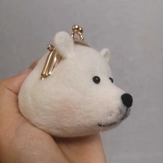 동전지갑 펠트 DIY 백곰 만들기 양모 취미 공예 동전지갑 인형 선물, 1개