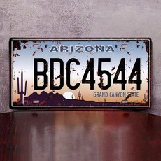 차량 번호판 빈티지 외국차 플레이트 펍 장식 소품 카페, 1개, 진카키