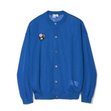 PARTIMENTO [뱃지 ] 린넨 블렌드 니트 라운드 가디건 블루