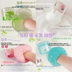 어린이들의 촉감놀이를 위한 슬라im, 1000ml, 30 4개입 라임+복숭아+딸기+민트
