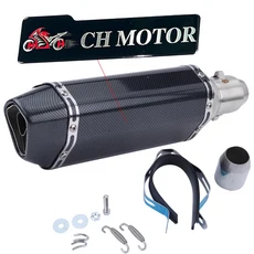 CH MOTOR 슬립온 38-51mm 범용 오토바이 배기구 파라 모토스 스테인리스 스틸 ATV 스트리트, 06 Type E with CH logo