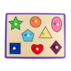유치원 도형놀이 꼭지퍼즐 모양맞추기 원목퍼즐 퍼즐완구, 8피스, 1개