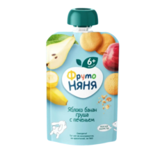 FRUTO NYANYA Apple Banana With Cookie 프루토냐냐 사과바나나퓌레 위드 쿠키 90g, 1개, 사과바나나위드쿠키
