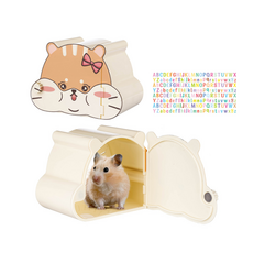 햄스터 관찰존 은신처 골든햄스터 자석 투명 집 + 방수 네임스티커 1매, 나 비 리 본, 1개