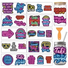 PVC UV 전사 컵 스티커 다양한 패턴 디자인 코팅 장식용 DIY 리무진 10장 세트 24x11cm, 문구